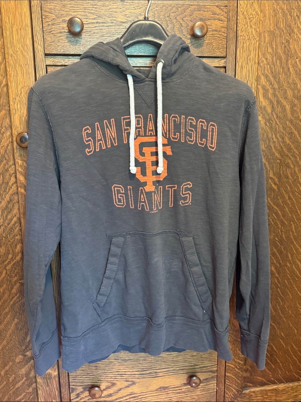 47 Brand San Francisco Giants Dark Gray Crewneck Hoodie with Orange Logo